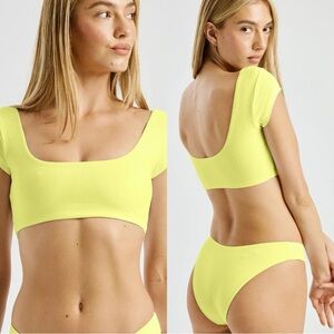 NWT YEAR OF OURS Tiffany Yellow Ribbed Top